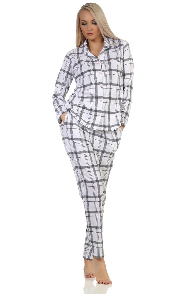 Dames doorknoop pyjama Normann 90446 - Rose - L 44/46