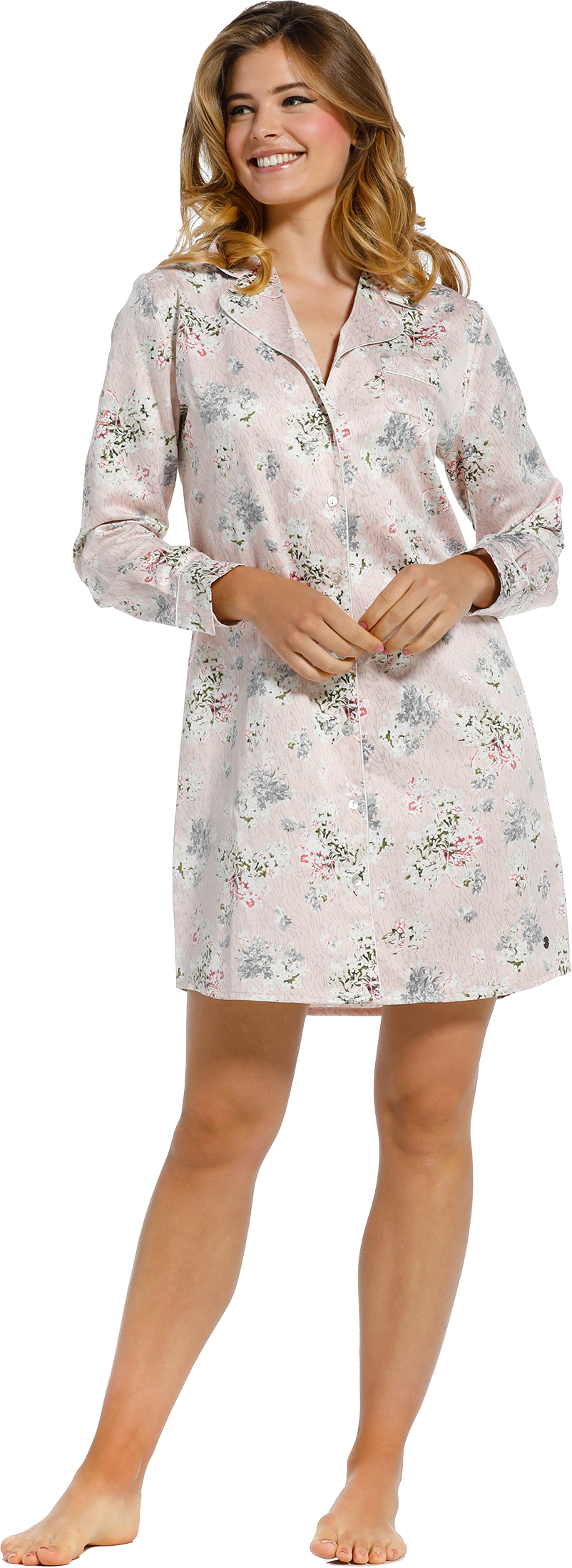 Dames nachthemd Pastunette de Luxe satijn 15211-301-6 - Rose - 40