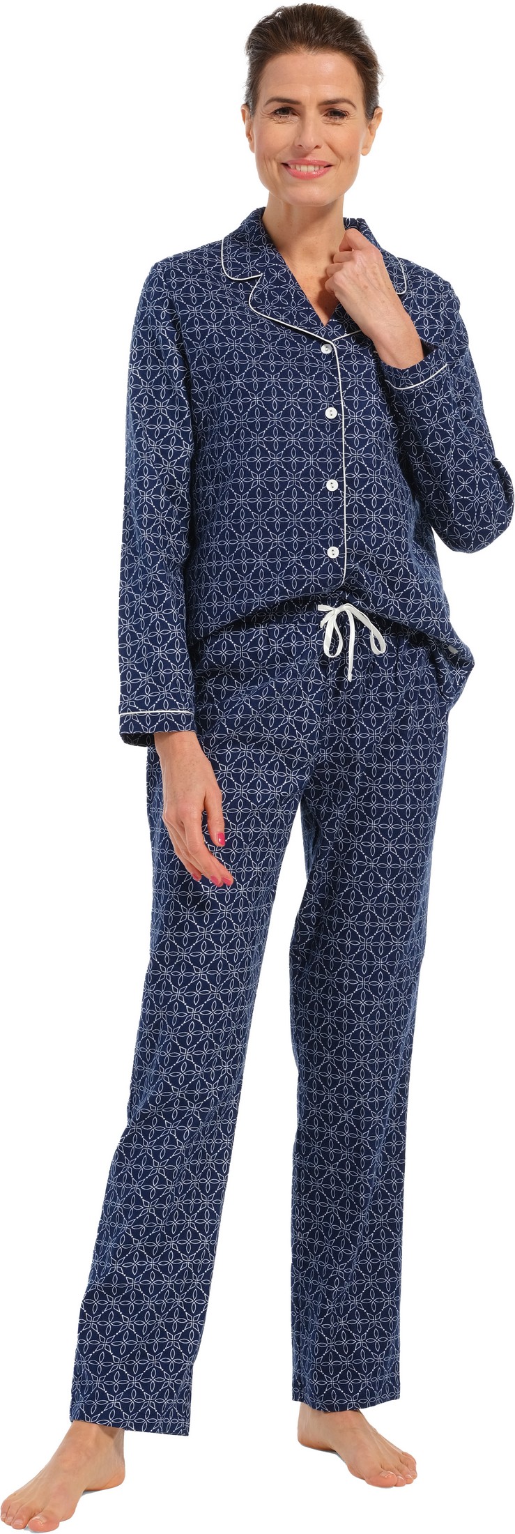Pastunette - Dames Pyjama set Kim - Blauw - Flanel - Katoen - Maat 38