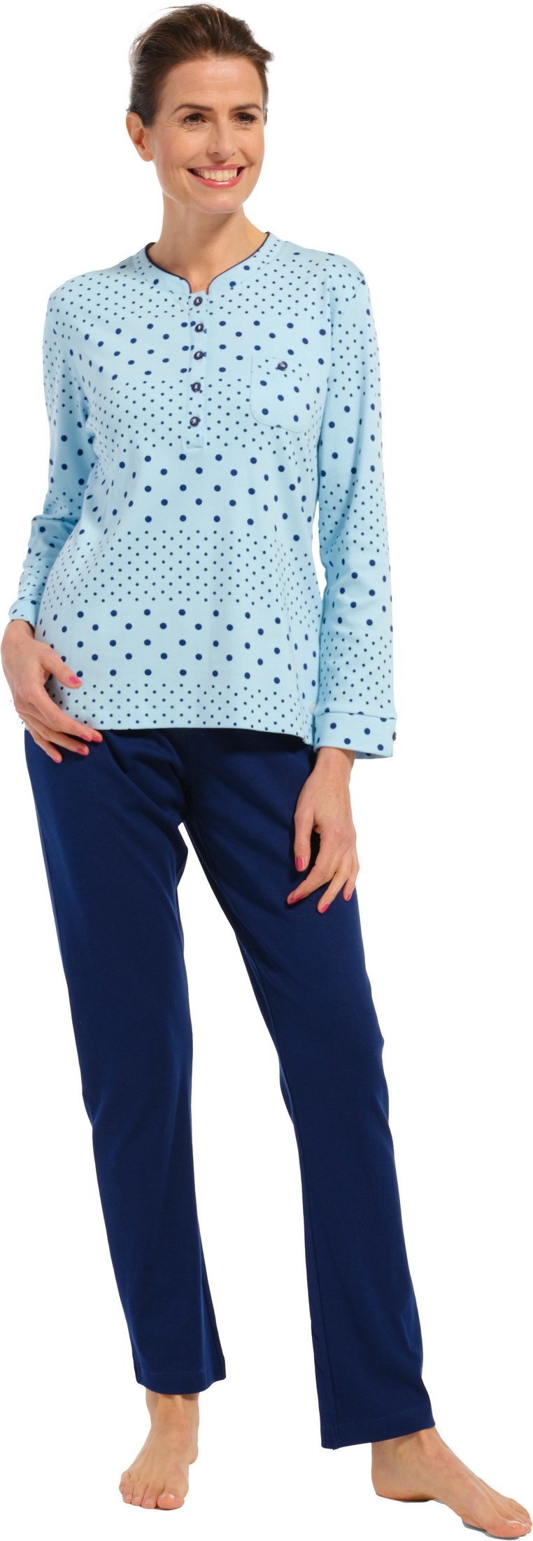 Pastunette Dames Pyjama Met Lange Broek Light Blue 54