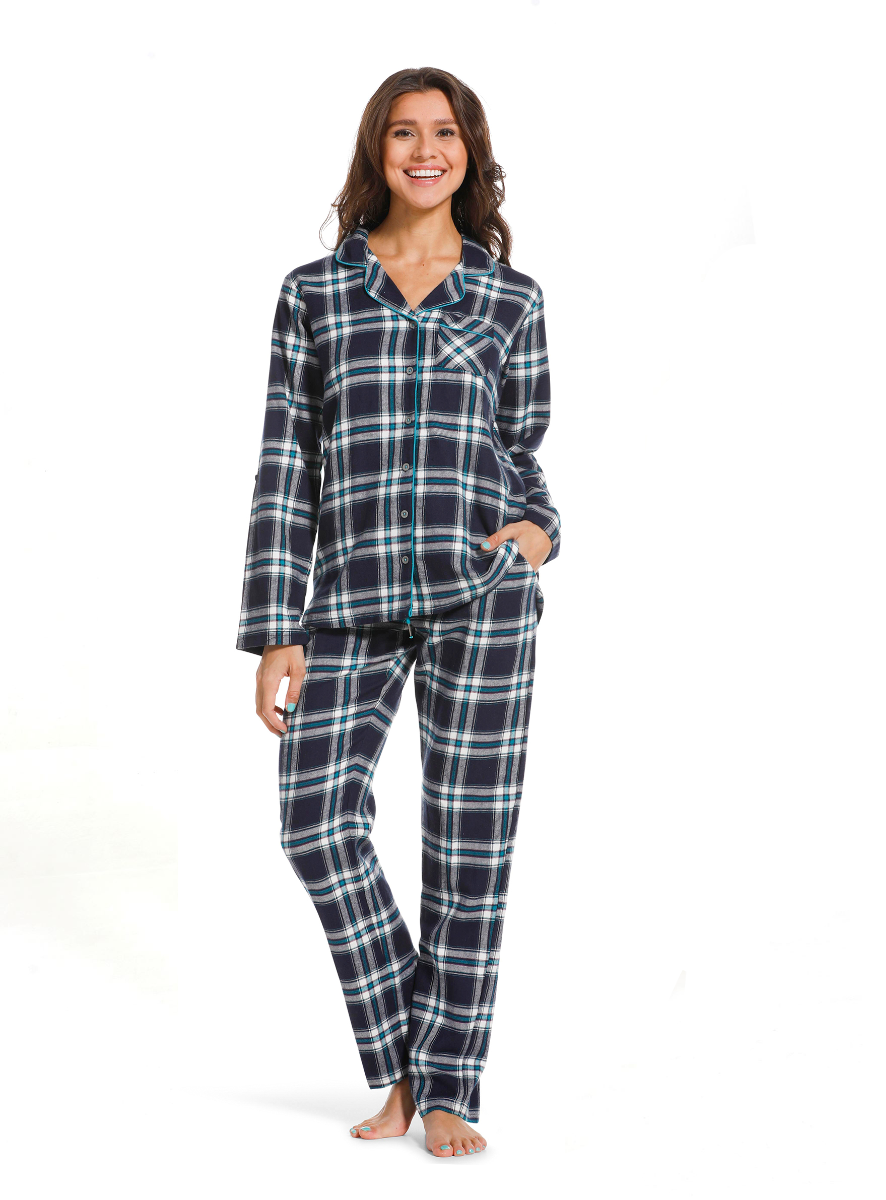 Rebelle dames pyjama flanel 21222-408-6 - Blauw - 36