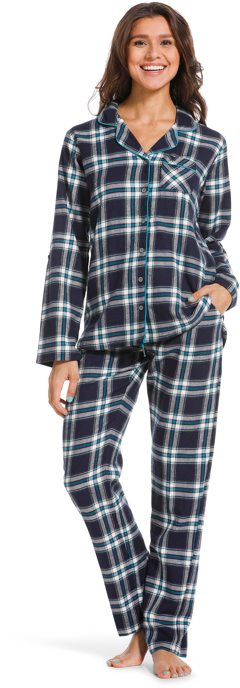 Rebelle dames pyjama flanel 21222-408-6 - Blauw - 38