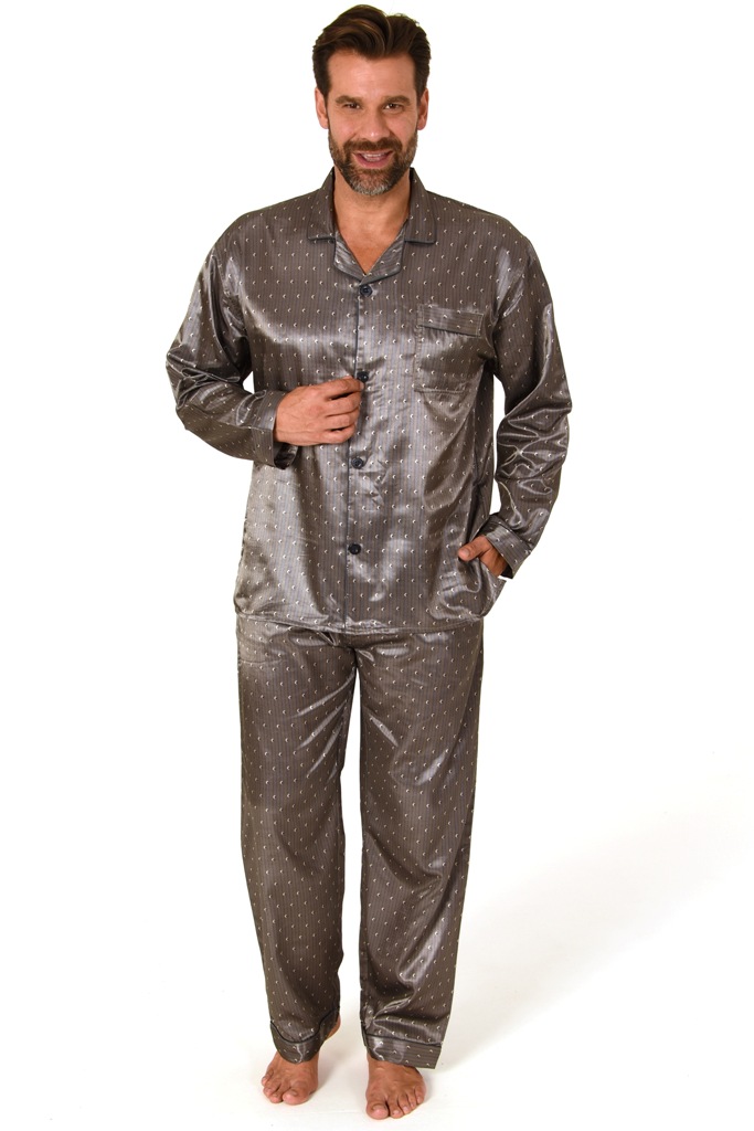 Heren pyjama satijn 10194001 - Zwart - M/50