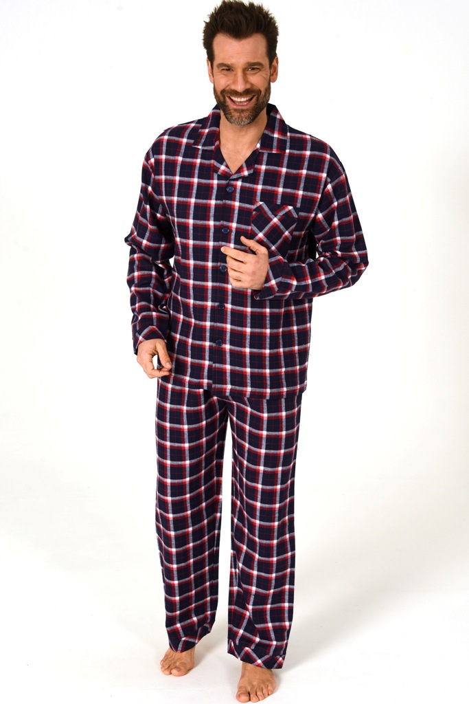 Normann heren pyjama flannel 69294 - Blauw - S/48