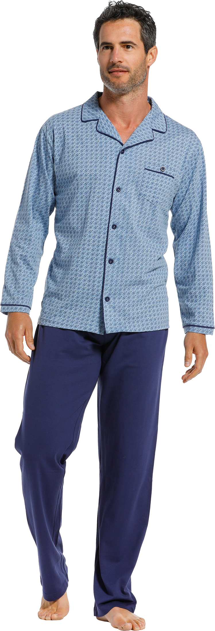Heren doorknoop pyjama Pastunette 23211-614-6 - Blauw - XL/54