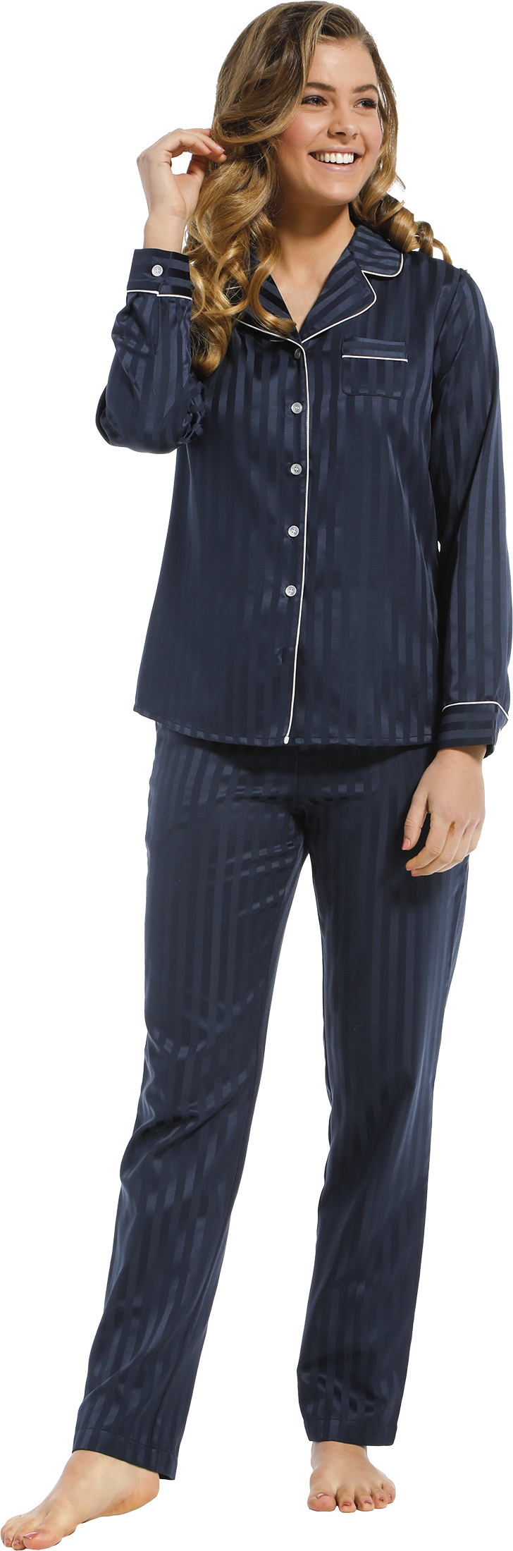 Dames pyjama satijn Pastunette De Luxe 25212-310-6 blauw - Blauw - 38