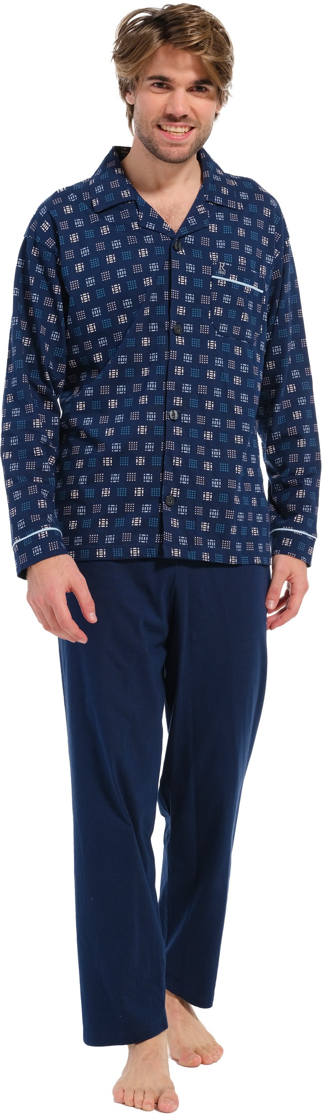 Robson heren pyjama doorknoop 27232-716-6 - Blauw - L/52