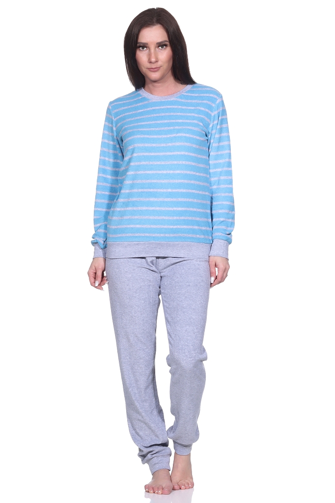 Normann badstof dames pyjama Relax 67251 - Blauw - M 40/42