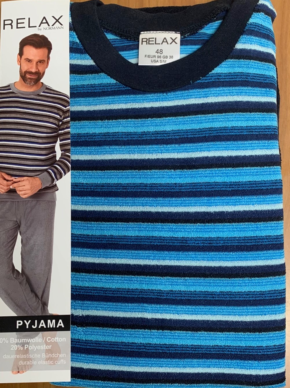 Normann badstof heren pyjama Relax 70133 - Blauw - XL/54