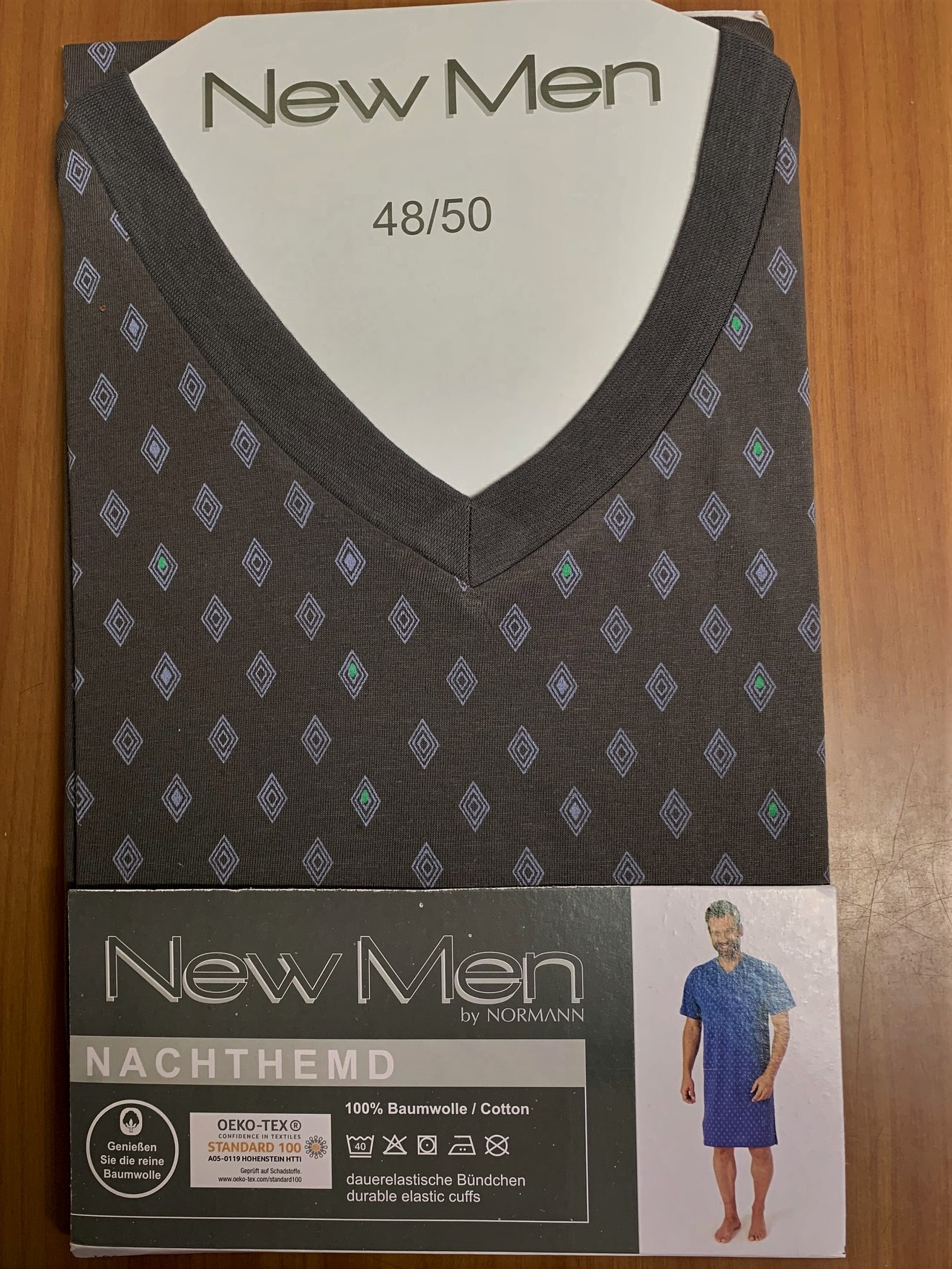 New Men heren nachthemd 70561 - Grijs - 48-50