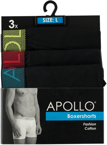 3 pak Apollo heren boxershort zwart 100