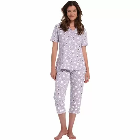 Integraal bijstand Betuttelen Pastunette doorknoop pyjama capri 20231-102-6