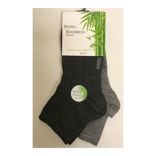 Boru Bamboe 2 paar Biker sokken 2302-36/40-Grijs