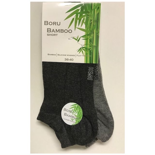 Boru Bamboe 2 paar sneakersokken 2303-36/40-Grijs