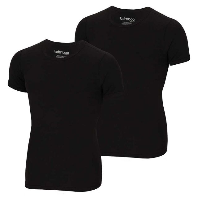 2 pak Apollo Bamboe heren shirt ronde hals zwart