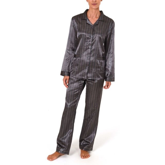 Dames pyjama satijn Normann grijs