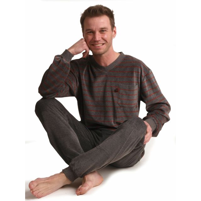 heren pyjama badstof velours 451735