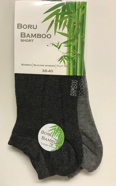 Boru Bamboe 2 paar sneaker sokken met badstof zool 2307 40 46 Grijs