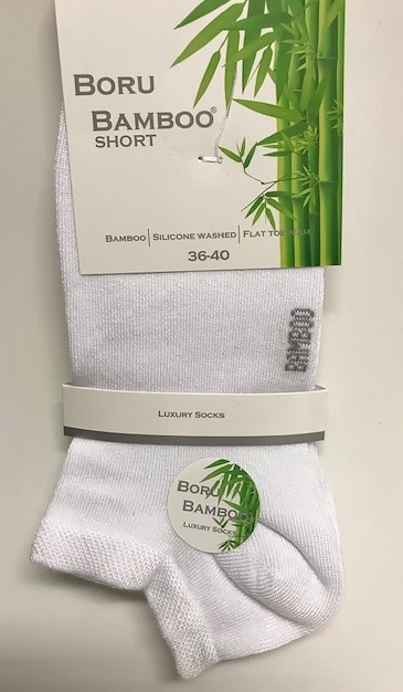 Boru Bamboe 2 paar sneaker sokken met badstof zool 2307 40 46 Wit